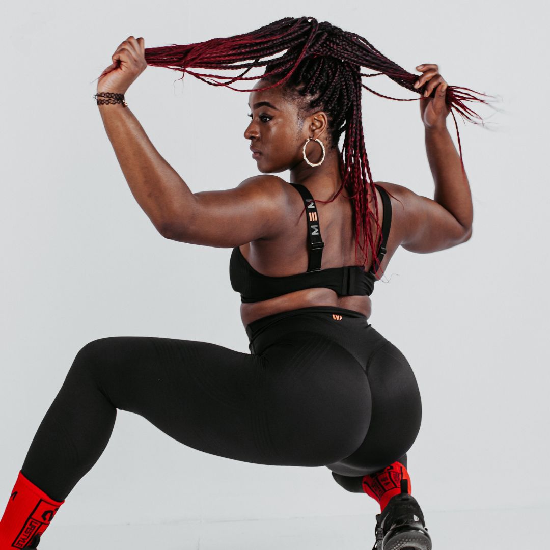 wire free sports bra high rise leggings black