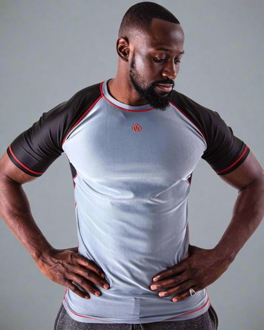 MEMFitness Men's Ambition Rash Guard Grey Black-MEMFitness