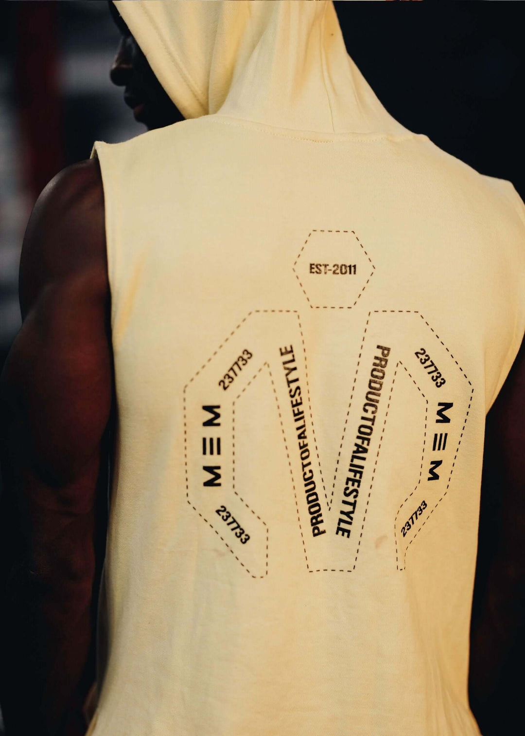 MEMFitness French Terry Soft Yellow Sleeveless Hoodie-MEMFitness