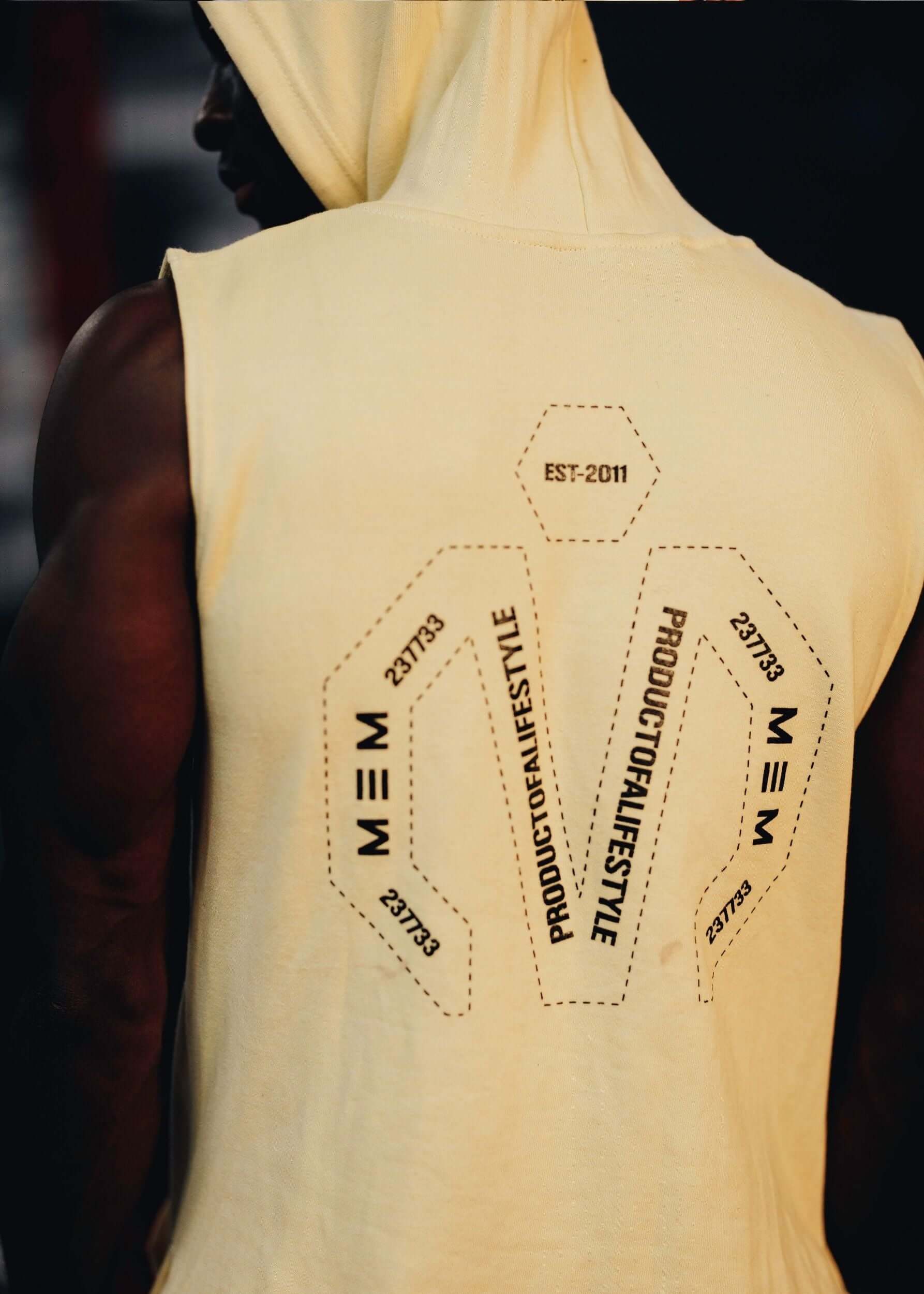 MEMFitness French Terry Soft Yellow Sleeveless Hoodie-MEMFitness