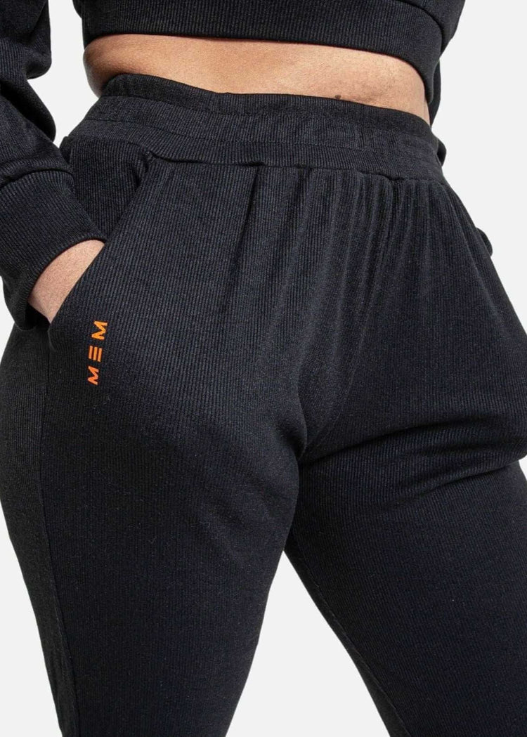 MEMFitness Ribbed Joggers Black-MEMFitness