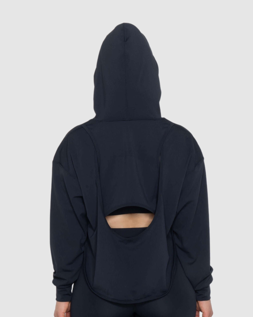 Black Acetate Open Back Hoodie For Gym and Yoga-MEMFitness