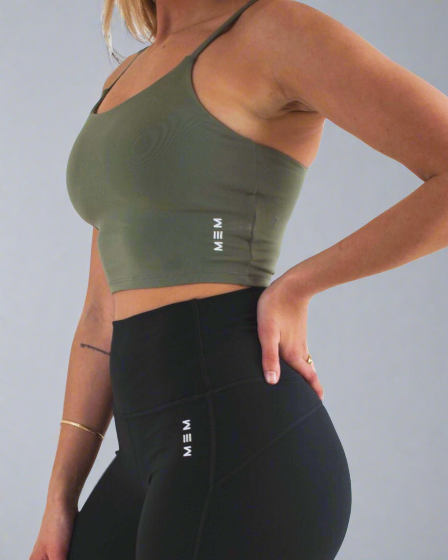 MEMFitness Power Vest Bra Olive Green-MEMFitness