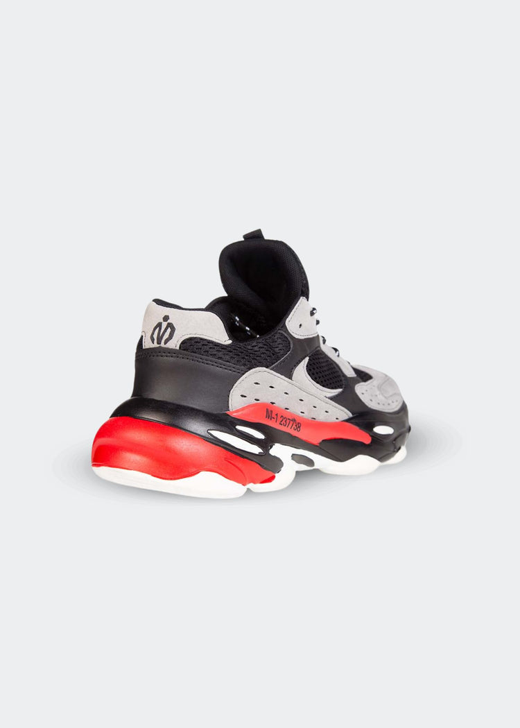 MEMFitness Classic Mesh & Pu Leather Runners Grey/Black-MEMFitness