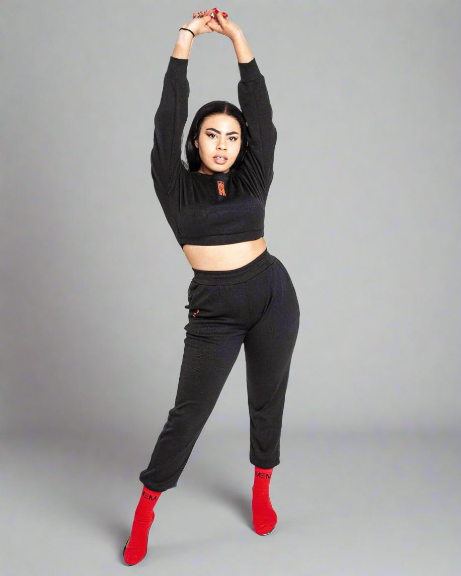 MEMFitness Ribbed Joggers Black-MEMFitness