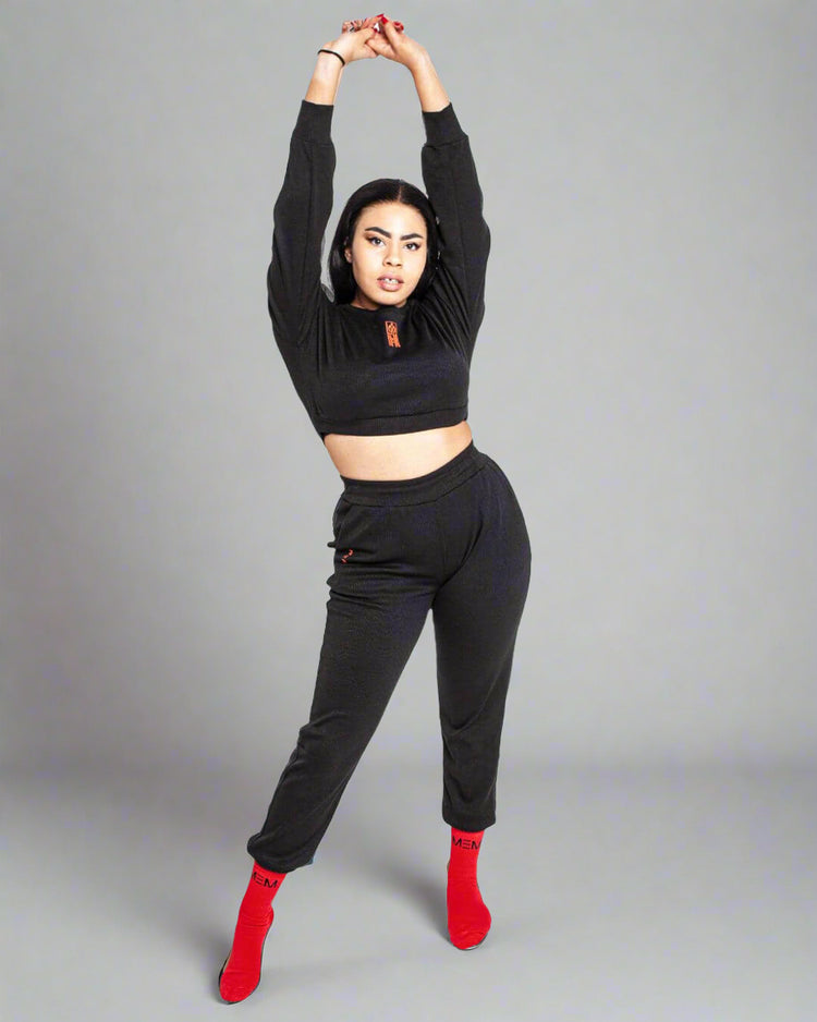 MEMFitness Ribbed Joggers Black-MEMFitness