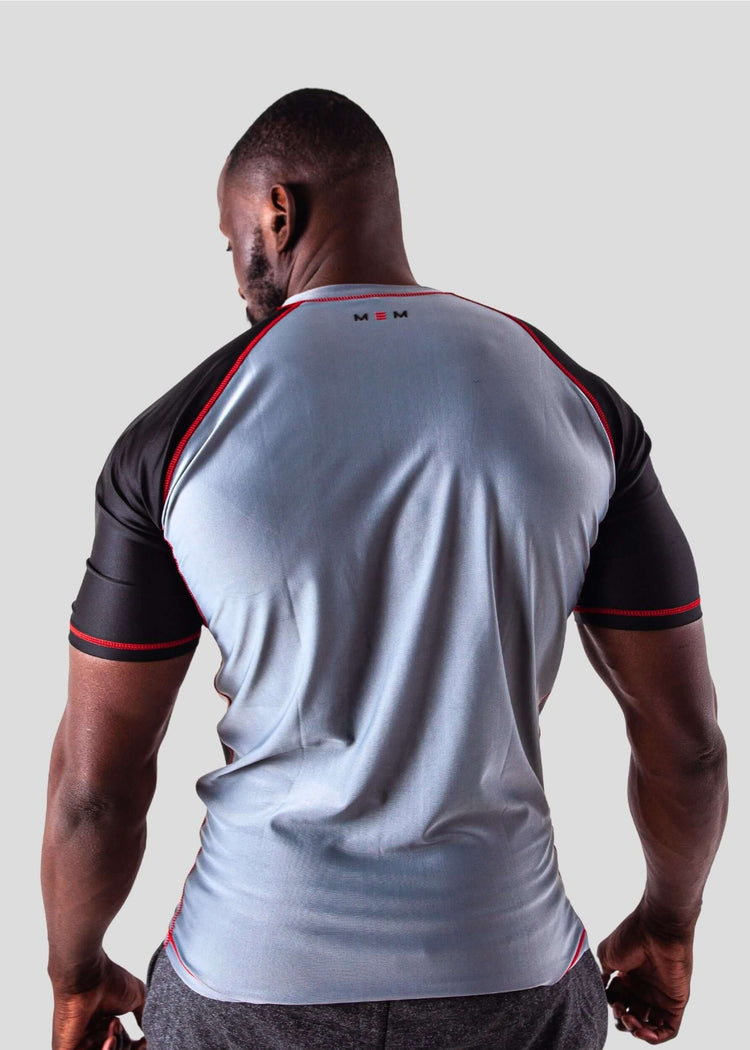 MEMFitness Men's Ambition Rash Guard Grey Black-MEMFitness