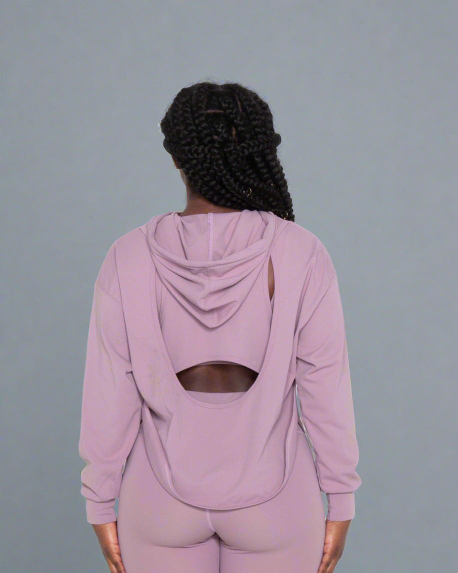 Orchid Acetate Open Back Hoodie for Gym & Yoga-MEMFitness