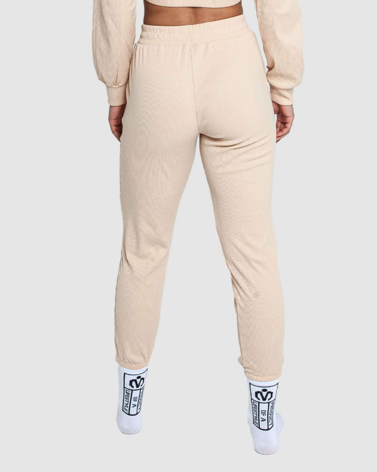 MEMFitness Ribbed Joggers Cream-MEMFitness