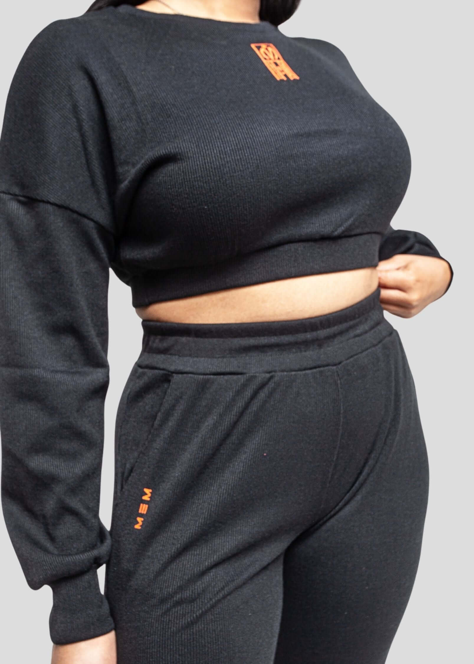 MEMFitness Ribbed Crop Top Black-MEMFitness