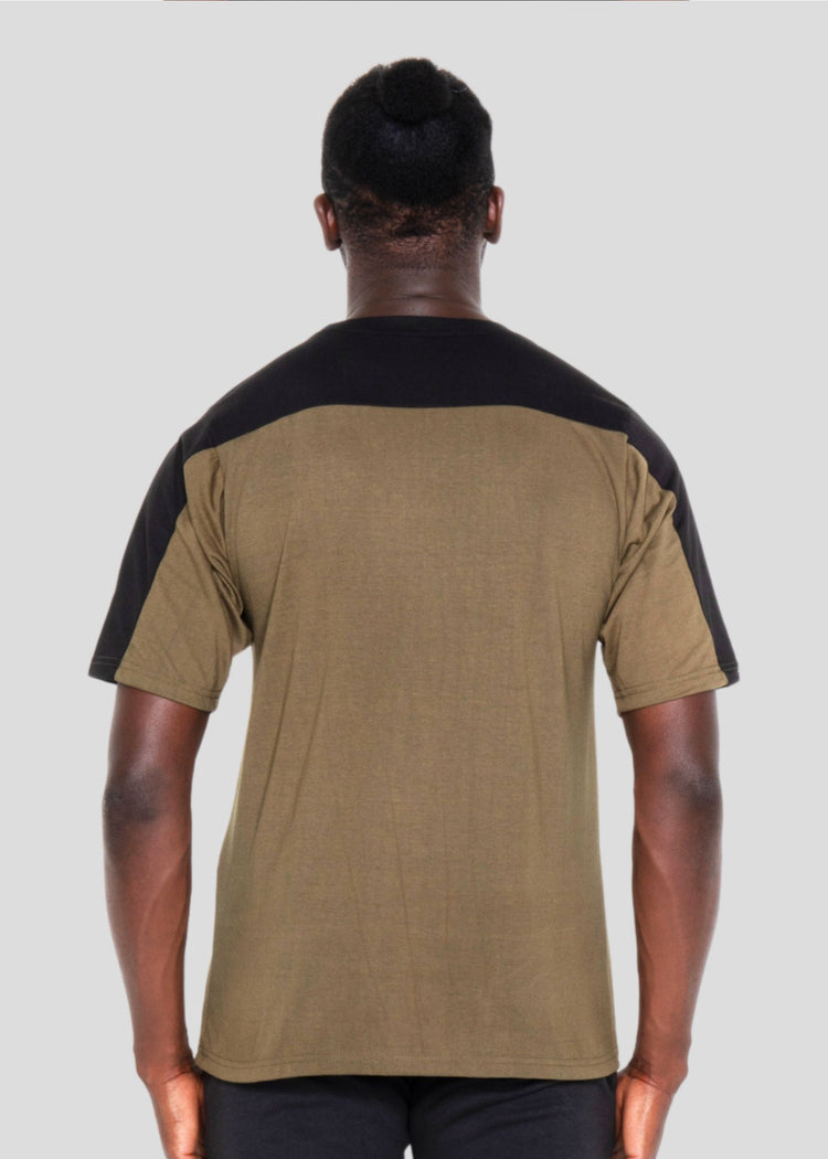 MEM Pol Panel-cut T-Shirt Olive Green Black-MEMFitness