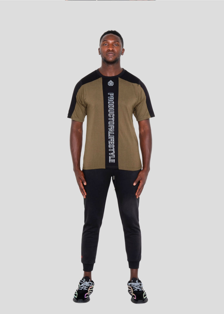 MEM Pol Panel-cut T-Shirt Olive Green Black-MEMFitness