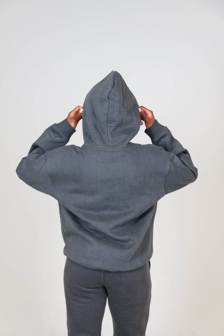 MEM 345g Oversized Heavyweight Hoodie-Grey-MEMFitness