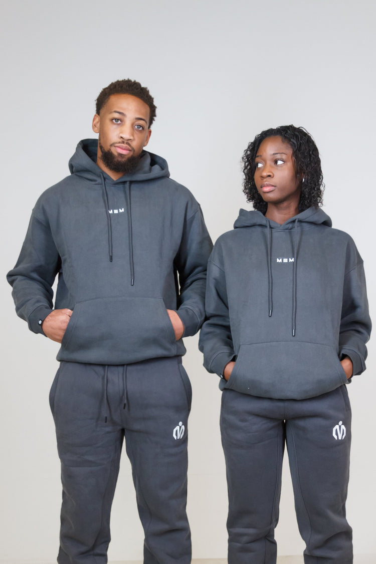 MEM 345g Oversized Heavyweight Hoodie-Grey-MEMFitness