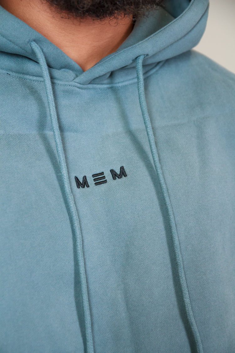MEM 345G Oversized Heavyweight Fleece Hoodie- Grey Blue-MEMFitness