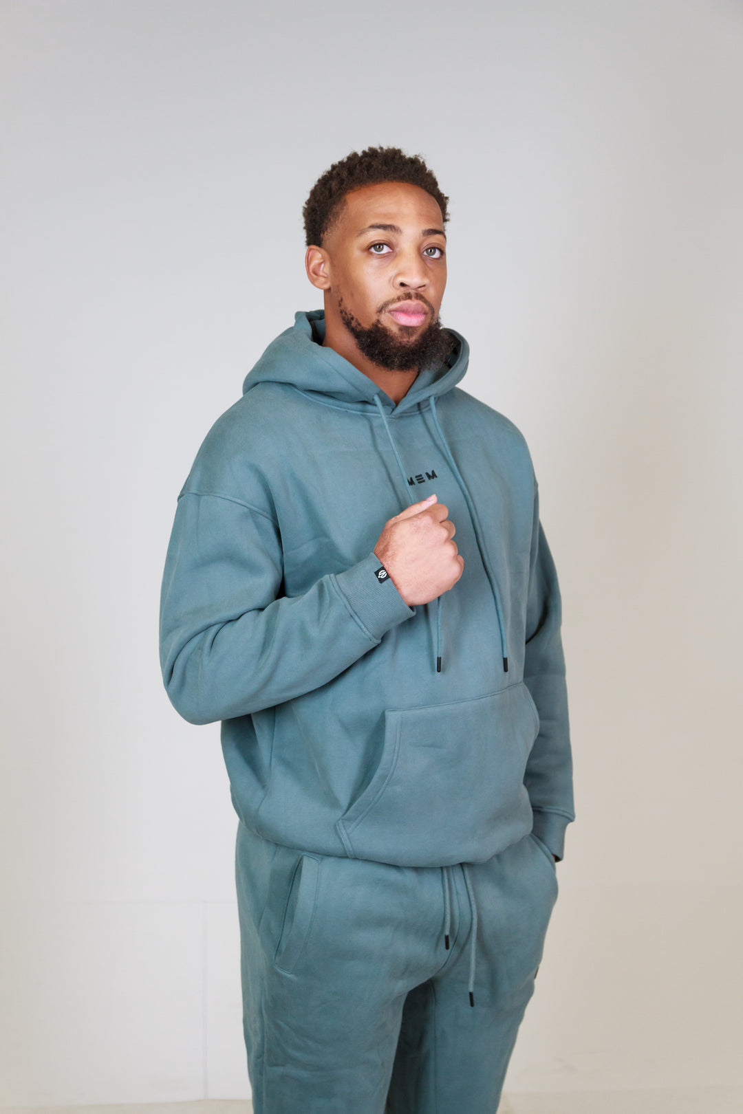 MEM 345G Oversized Heavyweight Fleece Hoodie- Grey Blue-MEMFitness