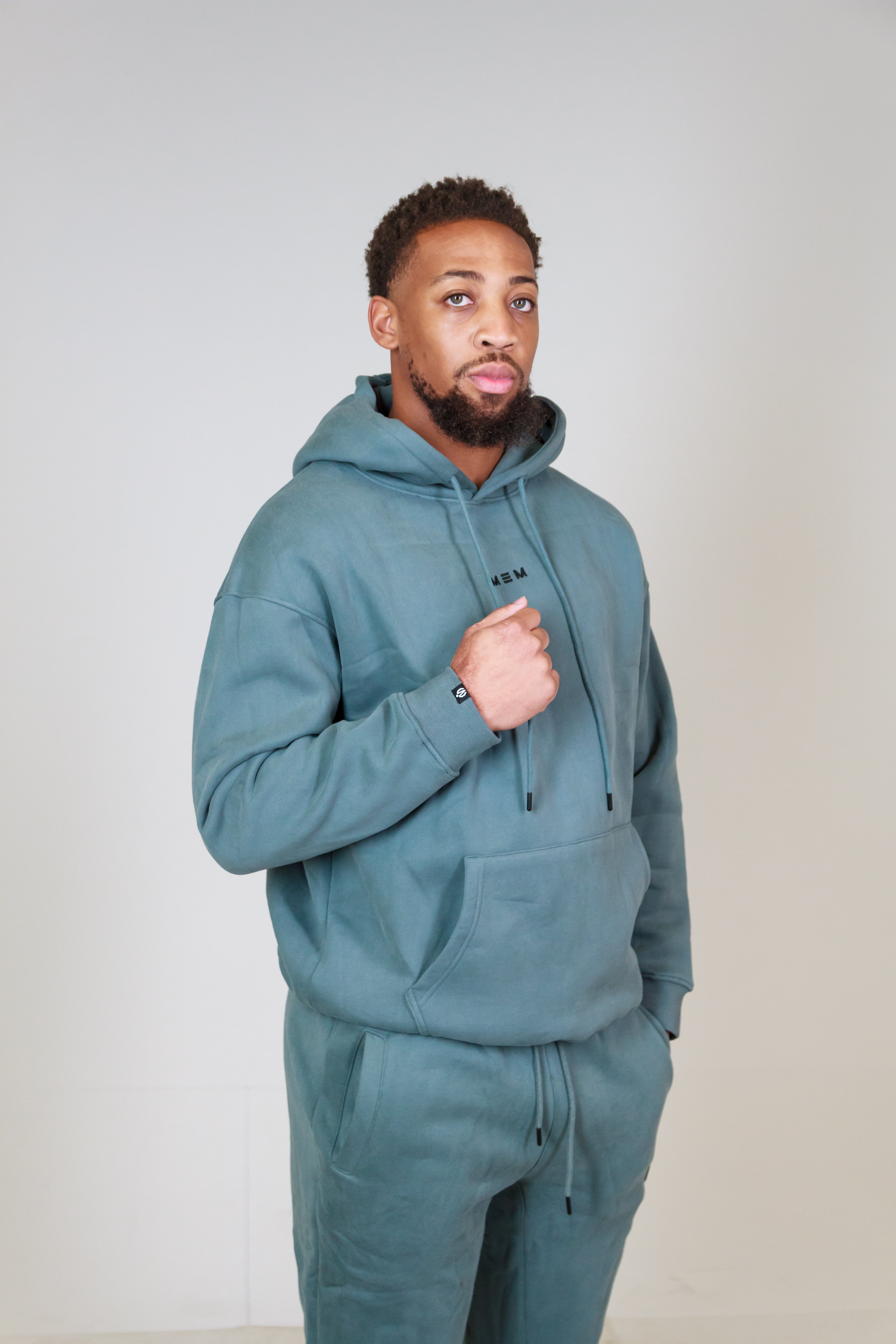 MEM 345G Oversized Heavyweight Fleece Hoodie- Grey Blue-MEMFitness