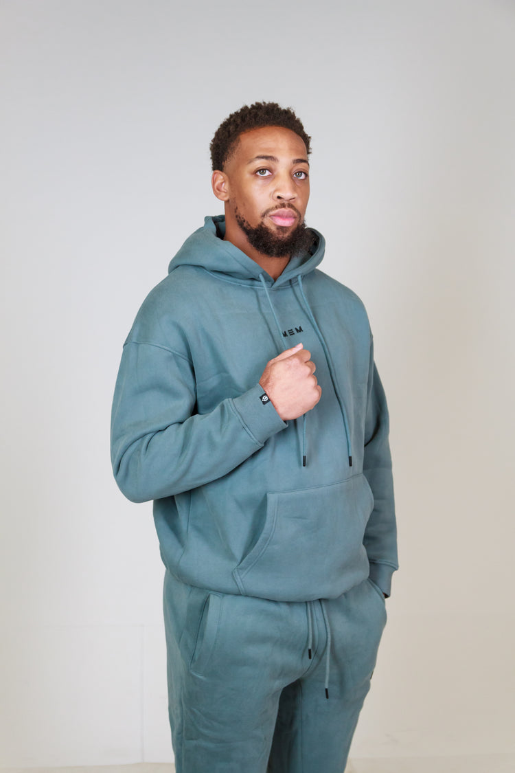 MEM 345G Oversized Heavyweight Fleece Hoodie- Grey Blue-MEMFitness