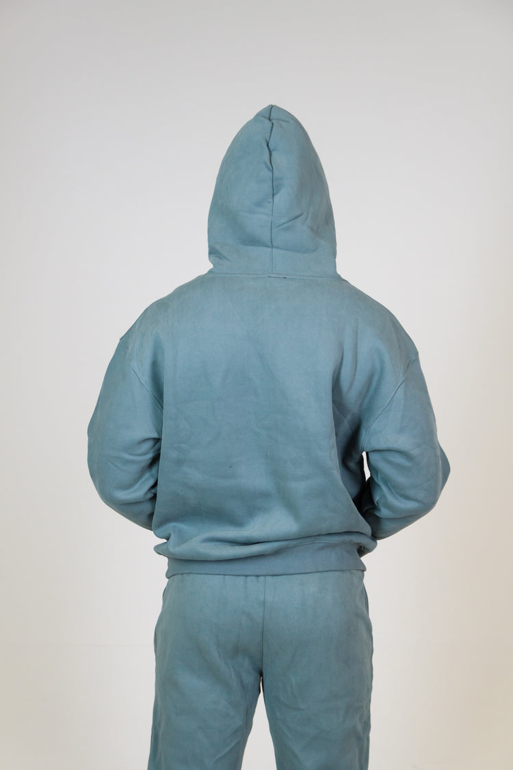 MEM 345G Oversized Heavyweight Fleece Hoodie- Grey Blue-MEMFitness