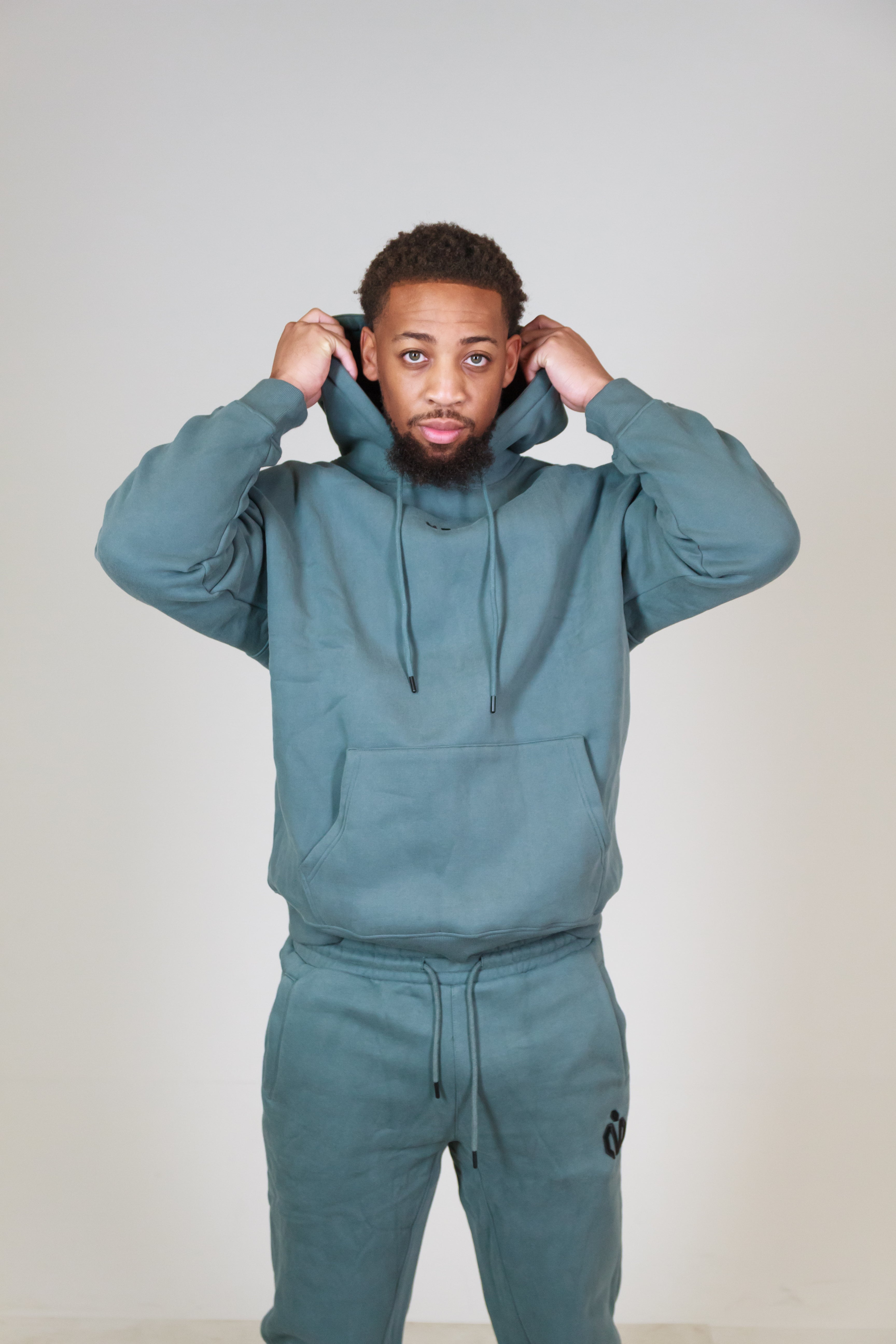 MEM 345G Oversized Heavyweight Fleece Hoodie- Grey Blue-MEMFitness