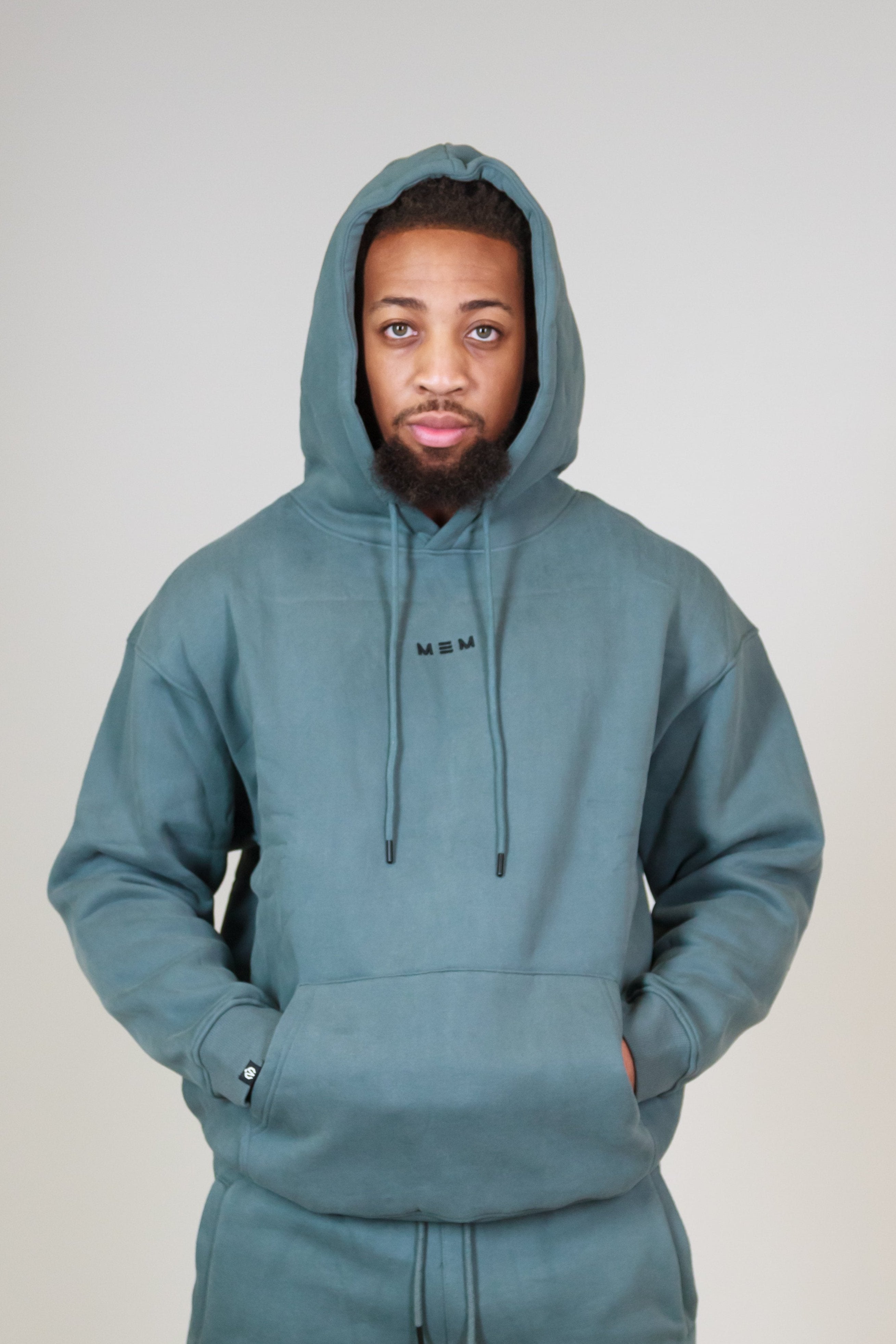 MEM 345G Oversized Heavyweight Fleece Hoodie- Grey Blue-MEMFitness