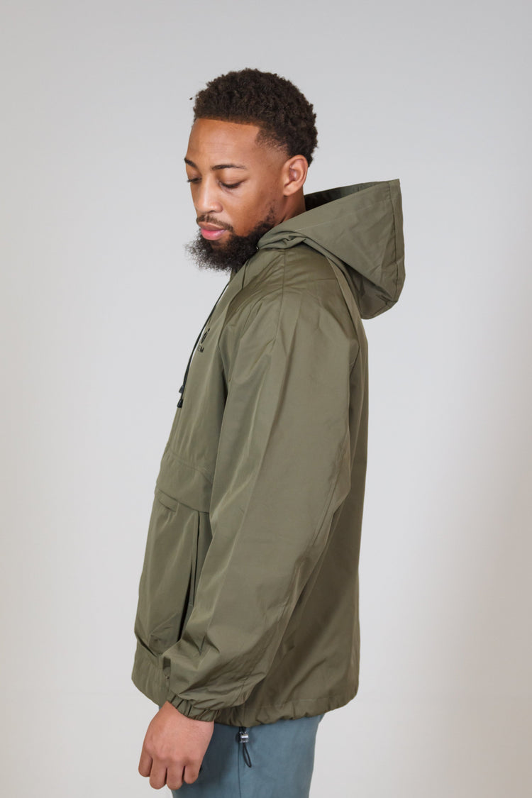 Khaki Green Water-Resistant Anorak Jacket-MEMFitness
