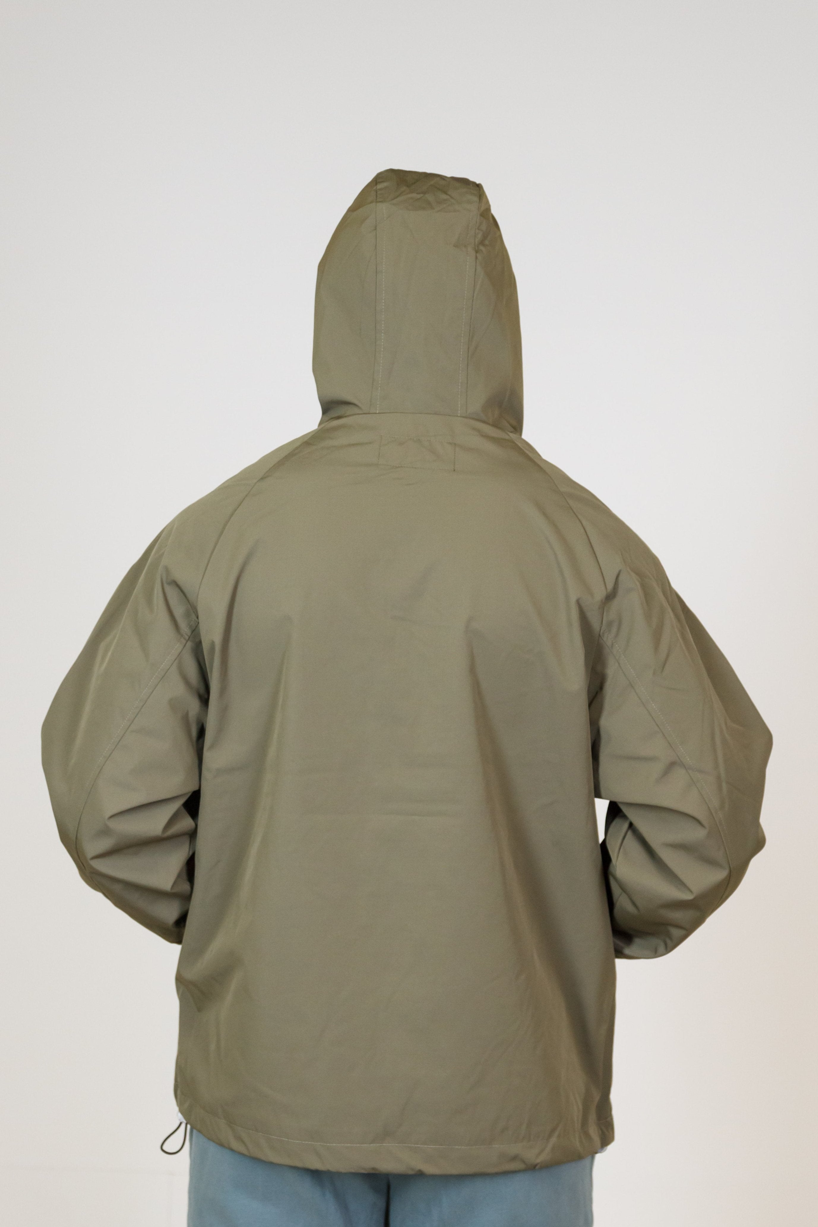 Khaki Green Water-Resistant Anorak Jacket-MEMFitness