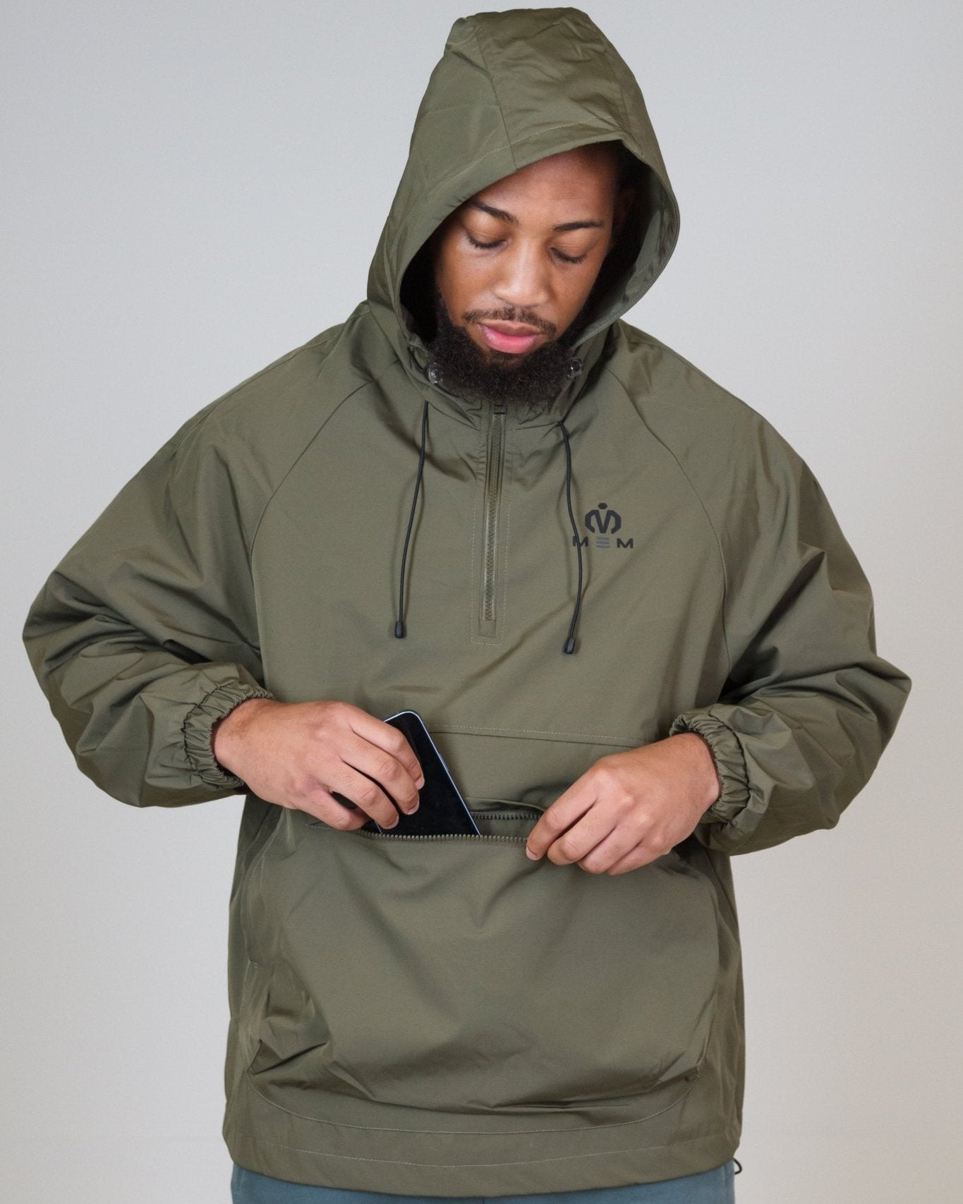 Khaki Green Water - Resistant Anorak Jacket - MEMFitness