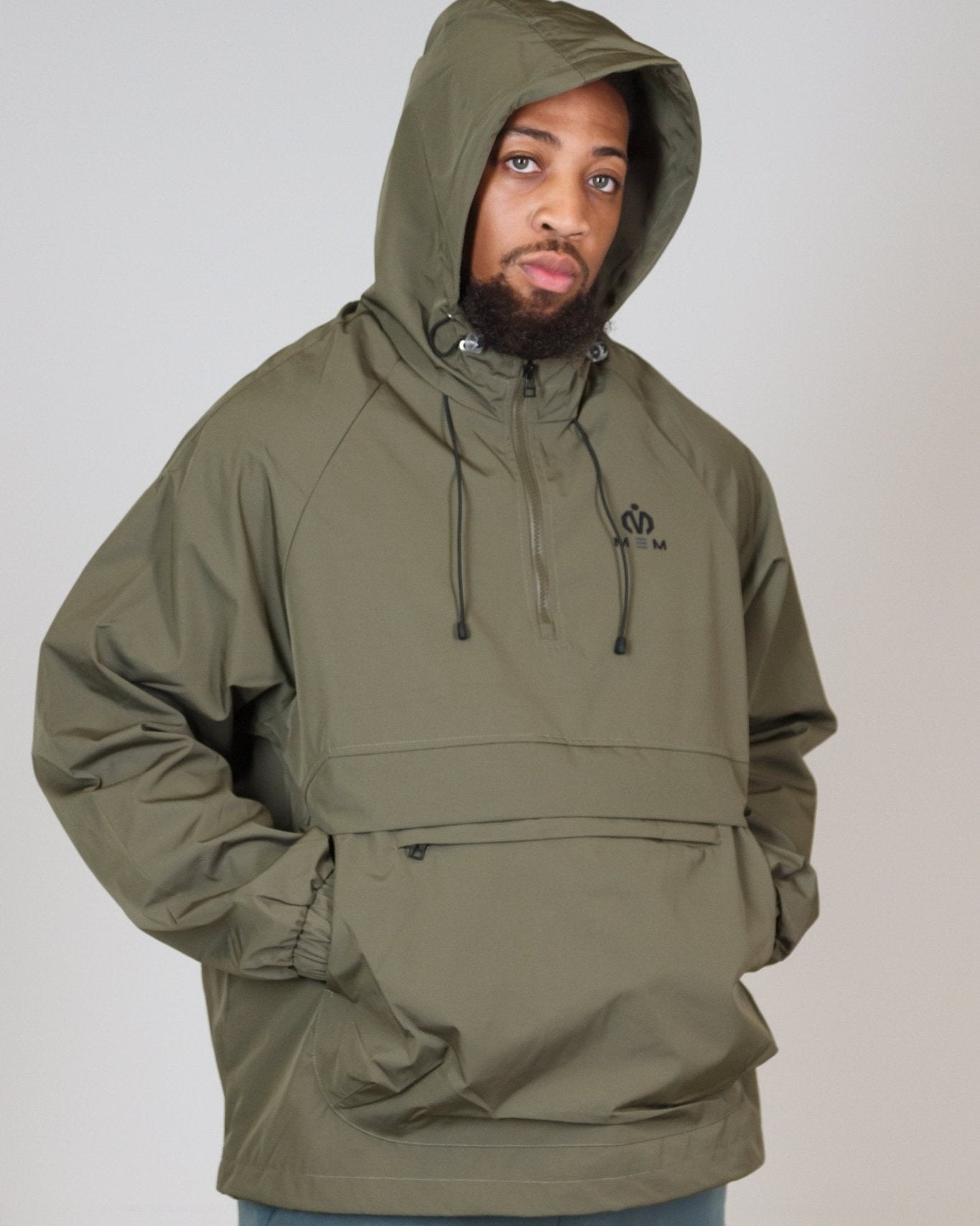 Khaki Green Water - Resistant Anorak Jacket - MEMFitness
