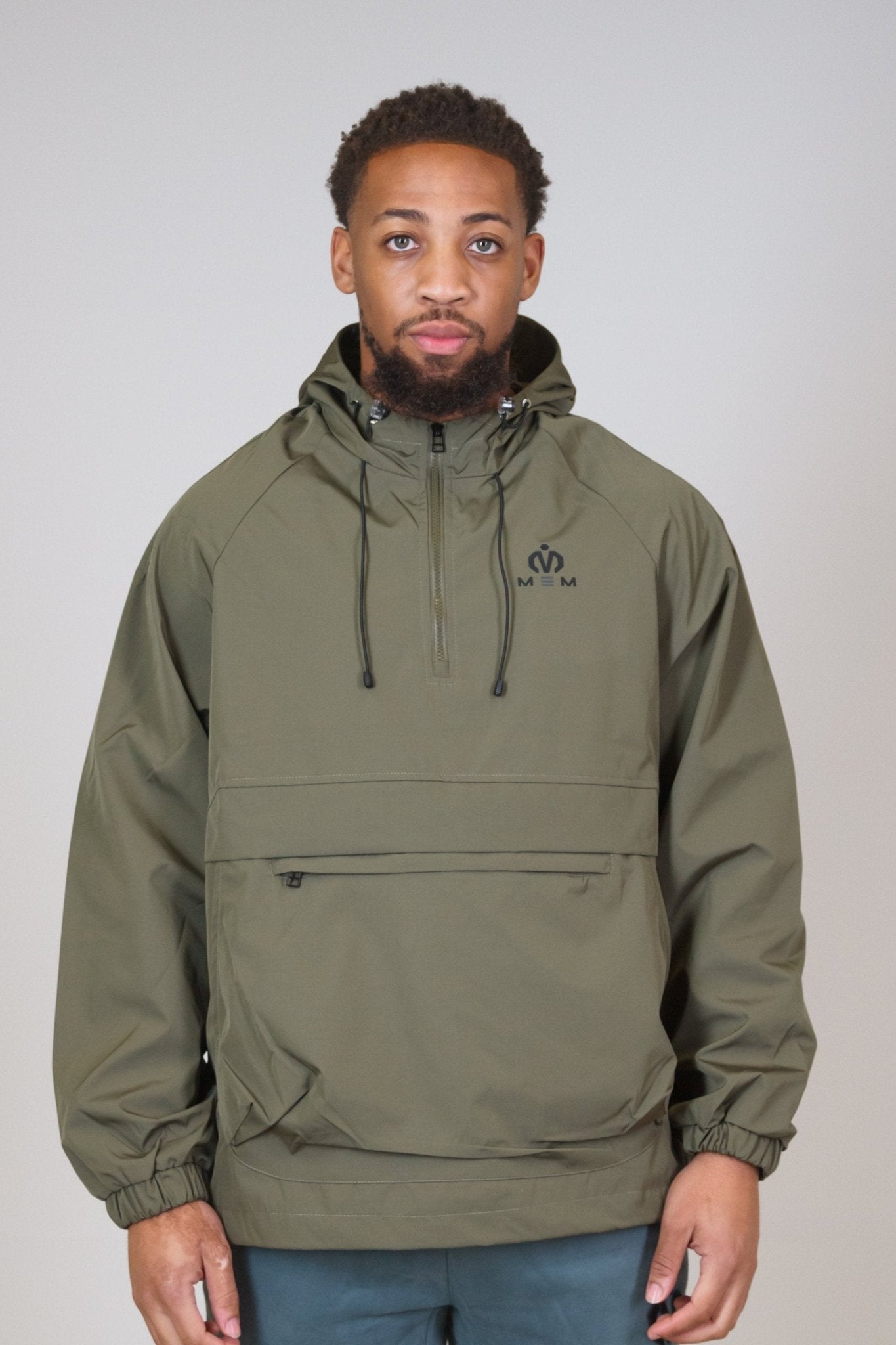 Khaki Green Water - Resistant Anorak Jacket - MEMFitness