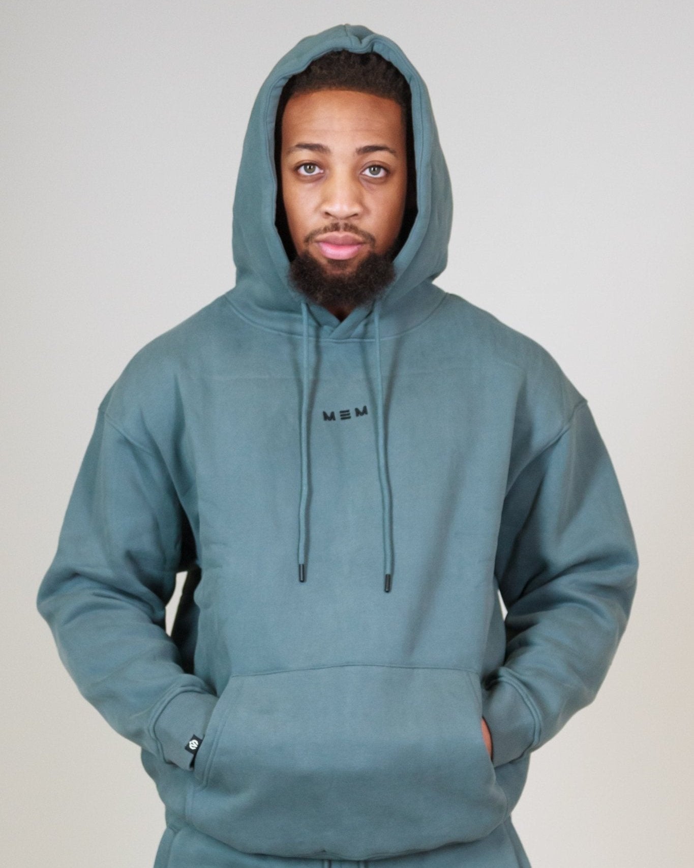 MEM 345G Oversized Heavyweight Fleece Hoodie - Grey Blue - MEMFitness