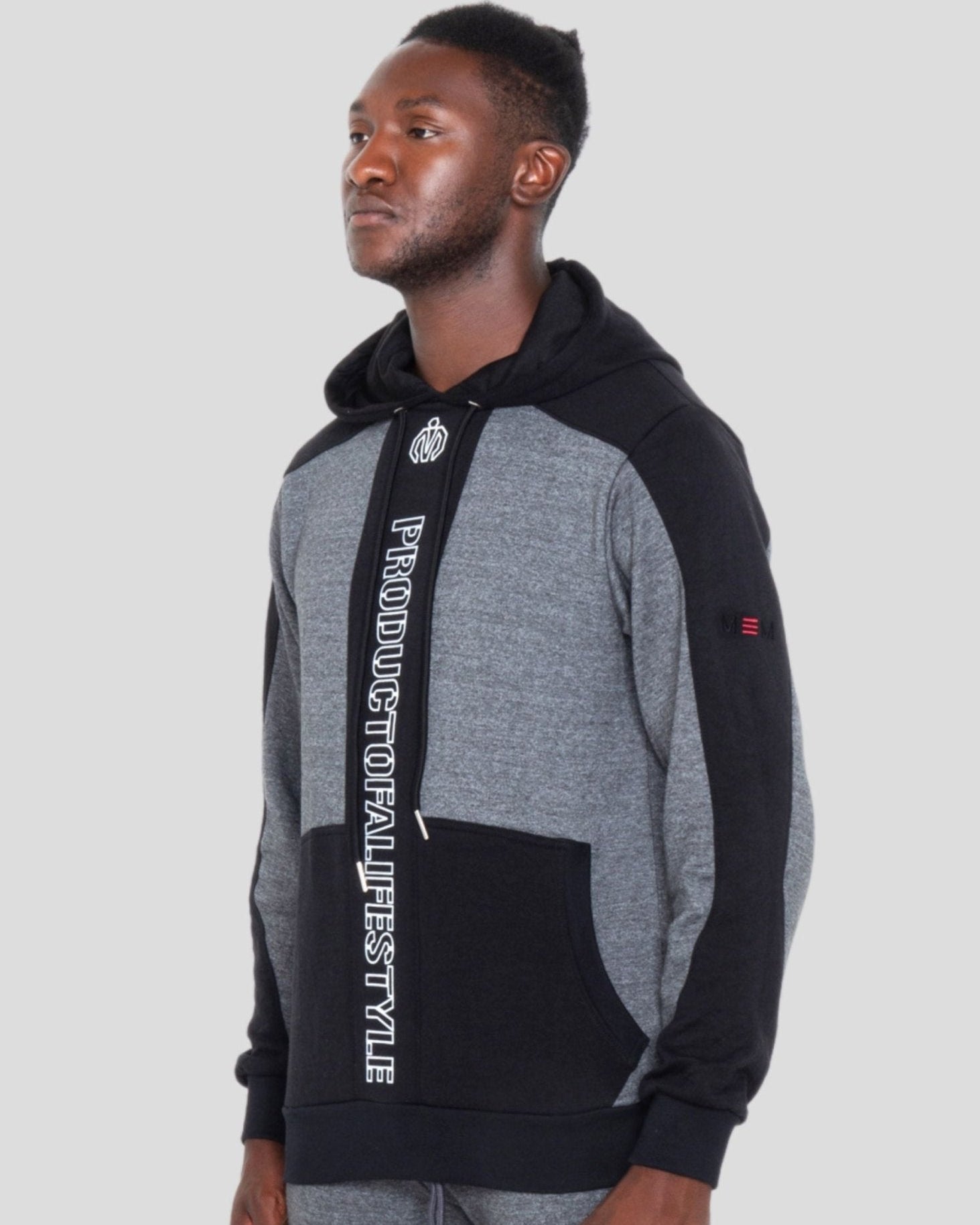 MEM - Panel Cut French Terry Hoodie Grey Black - MEMFitness