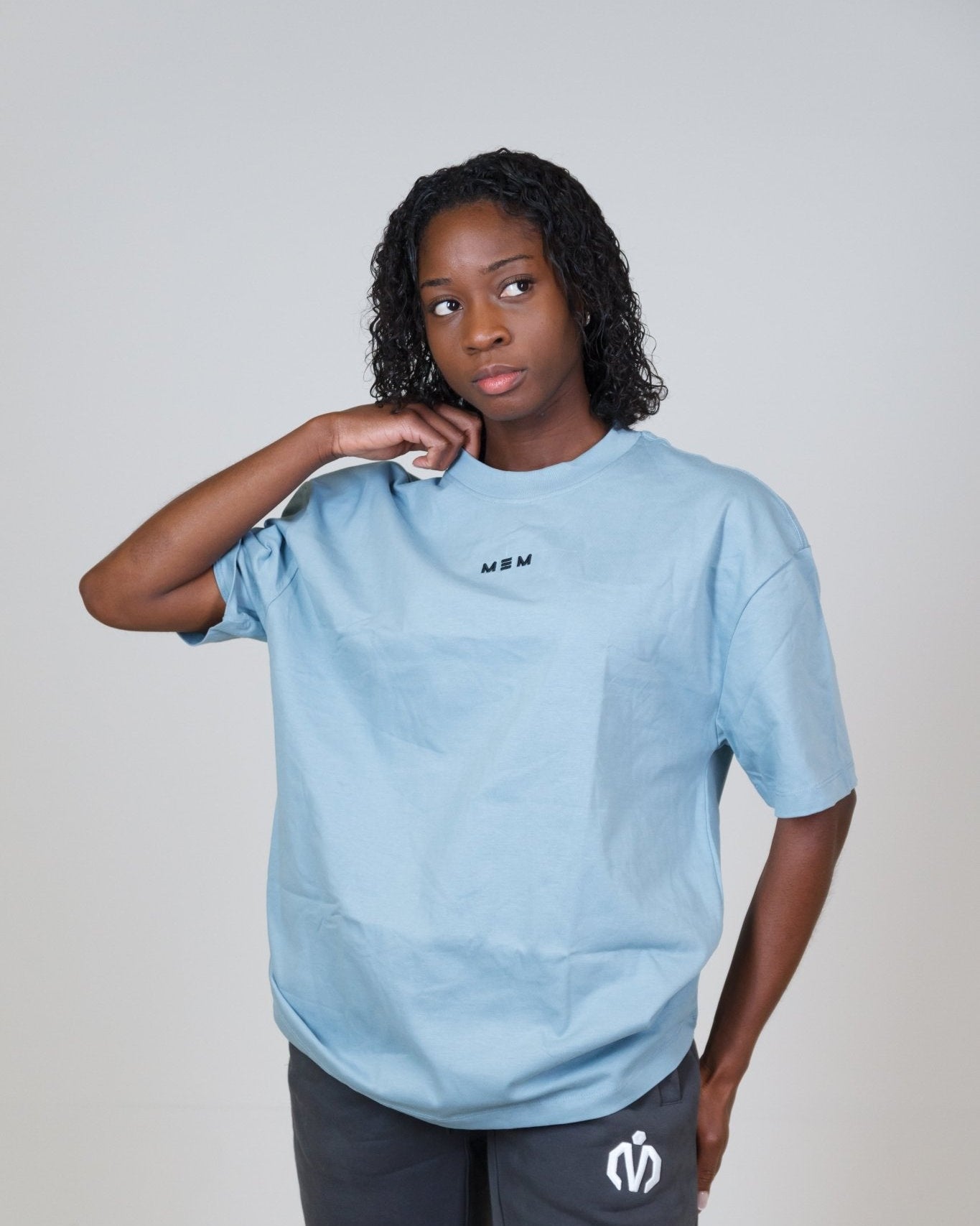 MEM Unisex 305G Heavyweight Oversized Tee - Blue - MEMFitness