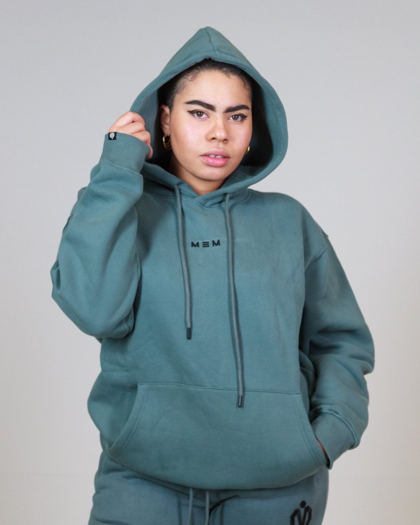 MEM Unisex 345G Oversized Heavyweight Fleece Hoodie - Grey Blue - MEMFitness