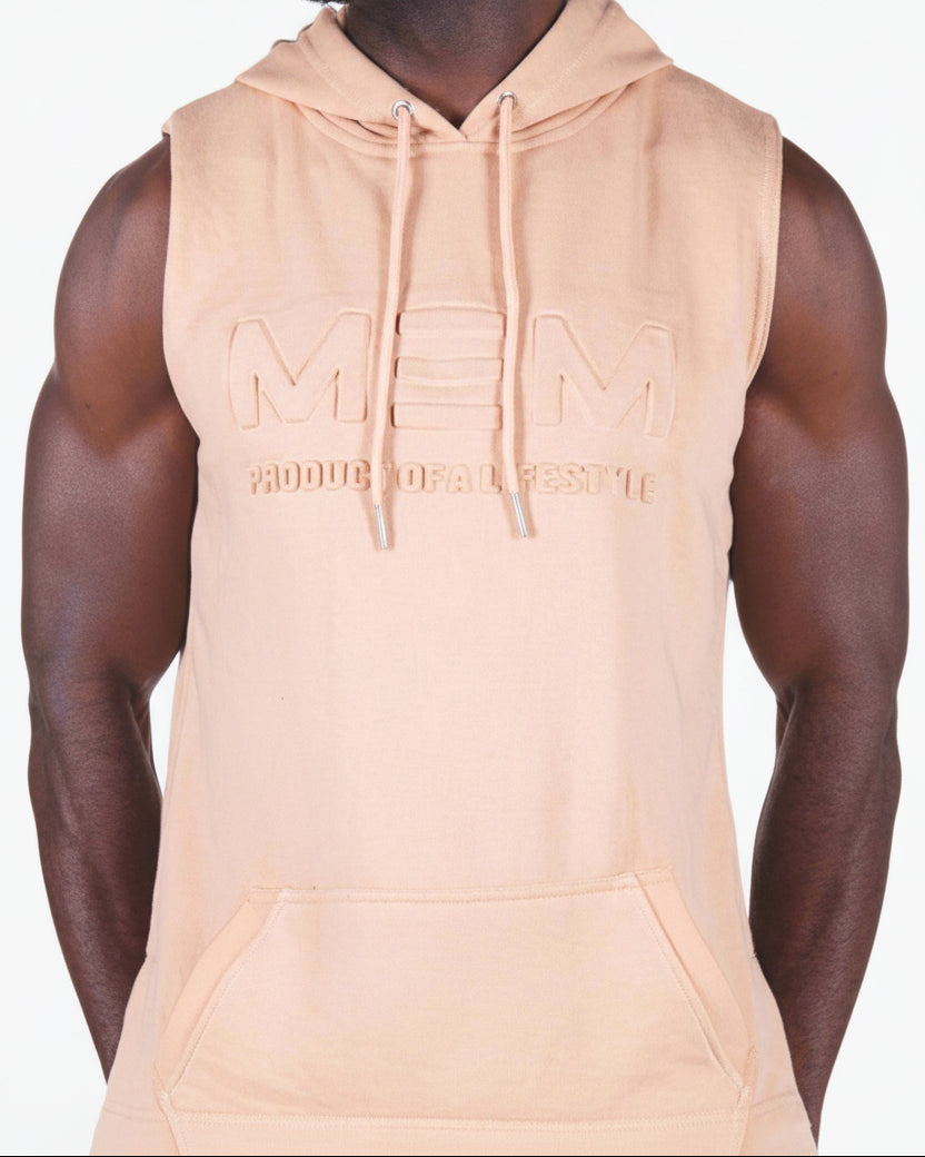 MEMFitness French Terry Chocolate Sleeveless Hoodie - MEMFitness