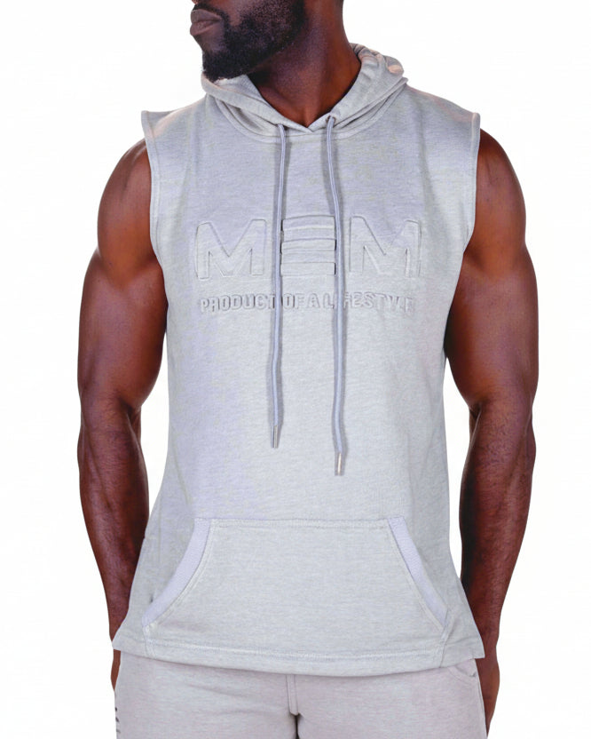 MEMFitness French Terry Grey Sleeveless Hoodie - MEMFitness