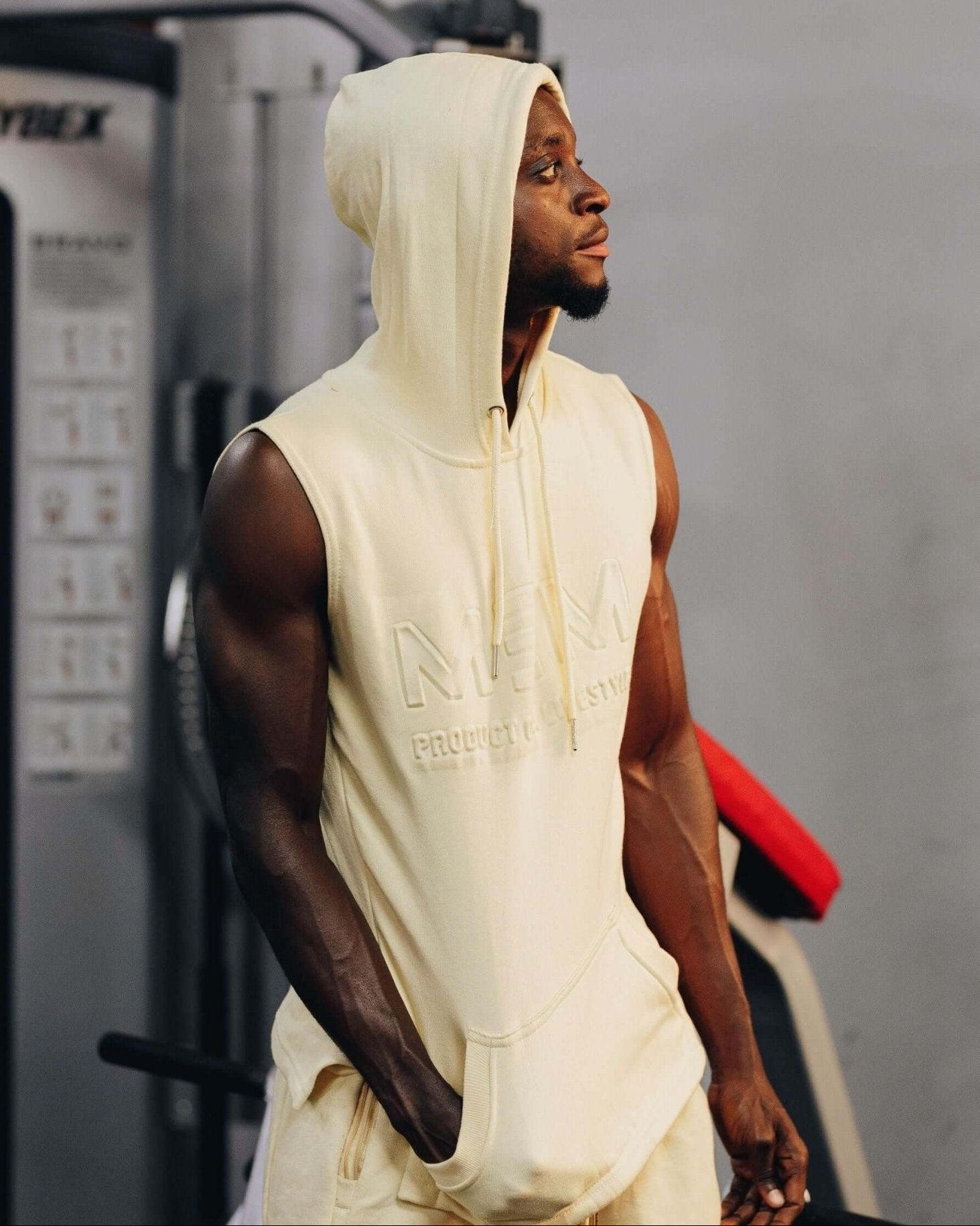 MEMFitness French Terry Soft Yellow Sleeveless Hoodie - MEMFitness