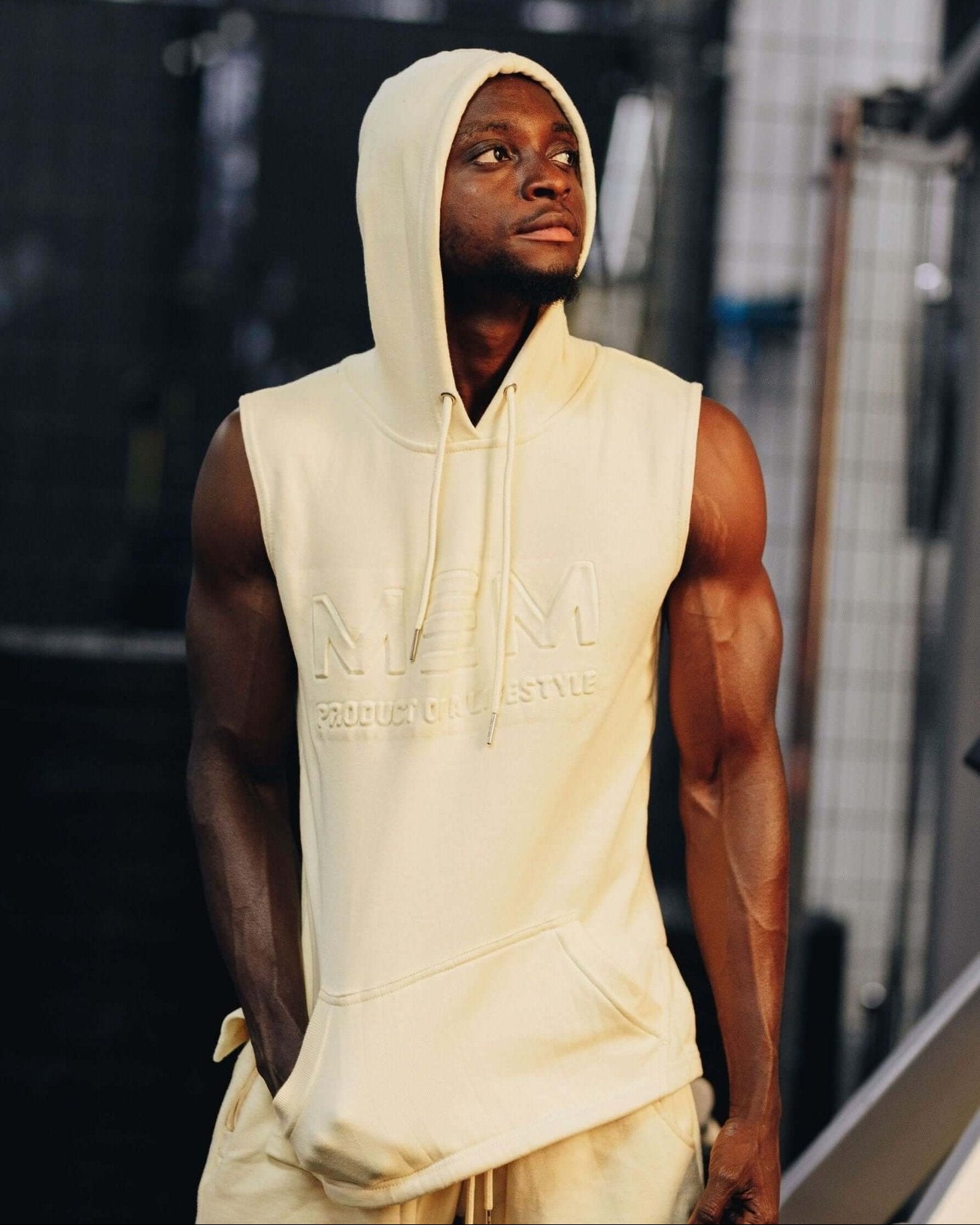 MEMFitness French Terry Soft Yellow Sleeveless Hoodie - MEMFitness