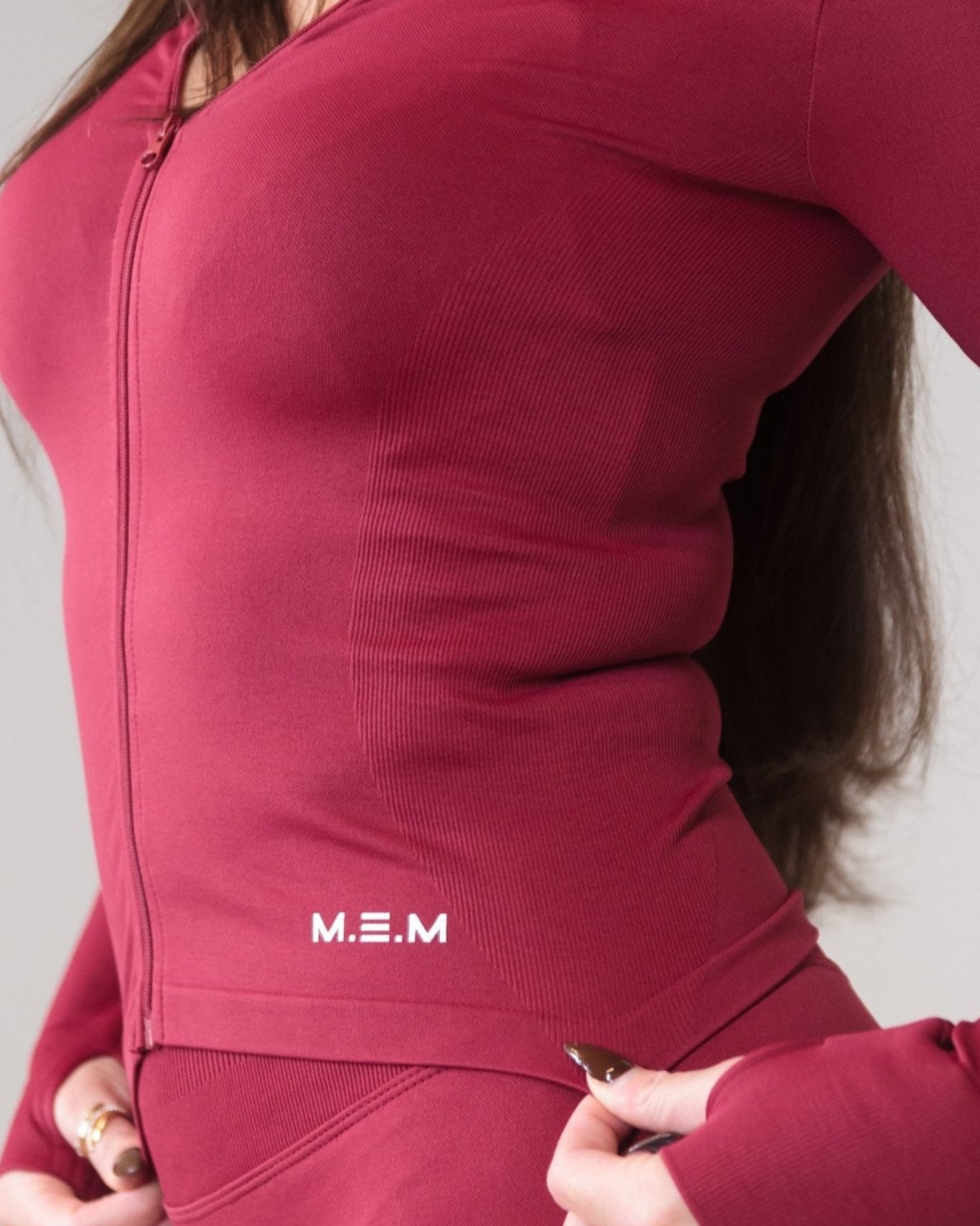 SoftSculpt Flex Zip - Up Top – Burgundy - MEMFitness