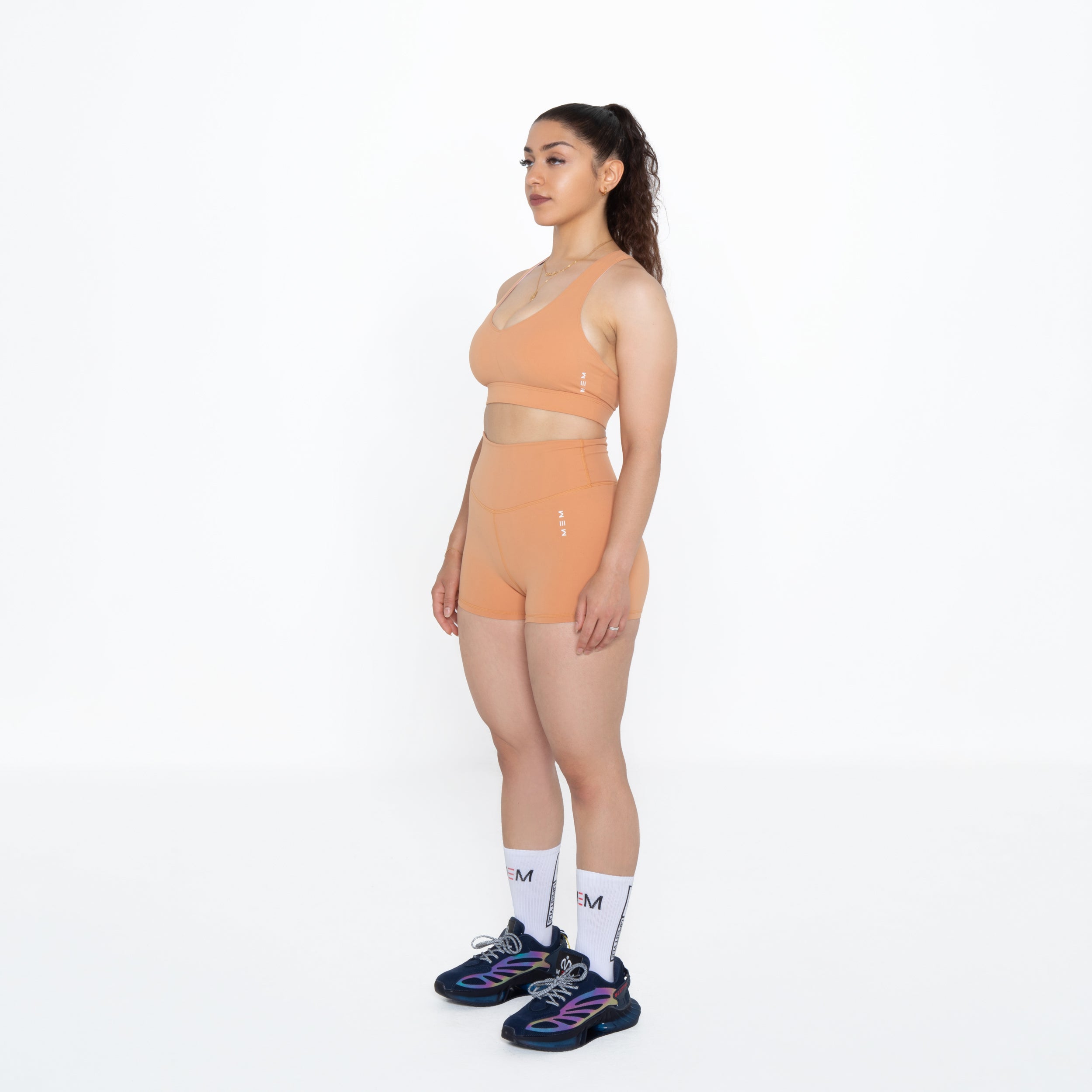 peach medium support sports bra