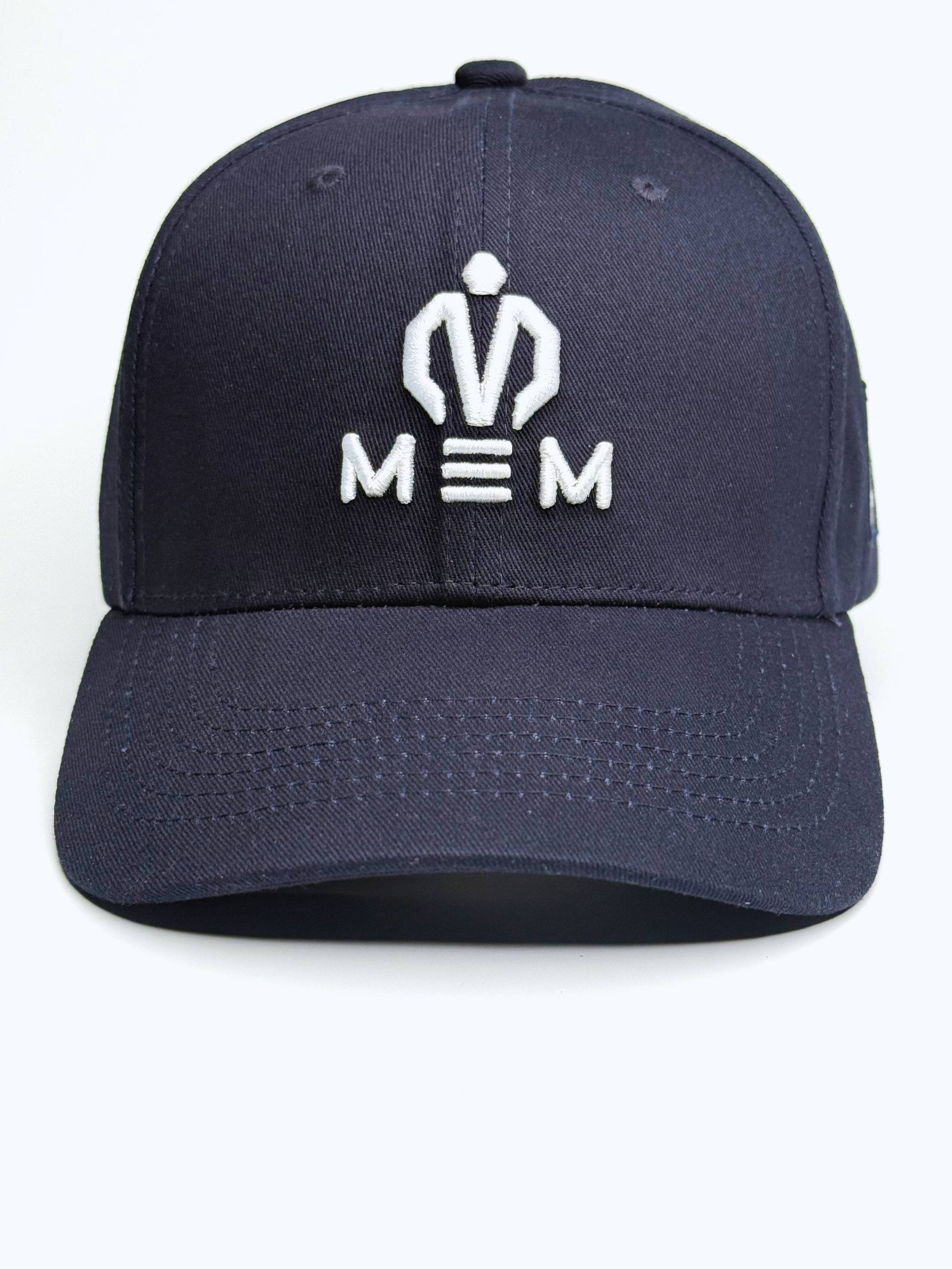 Dark Navy blue cap with white logo on a white background