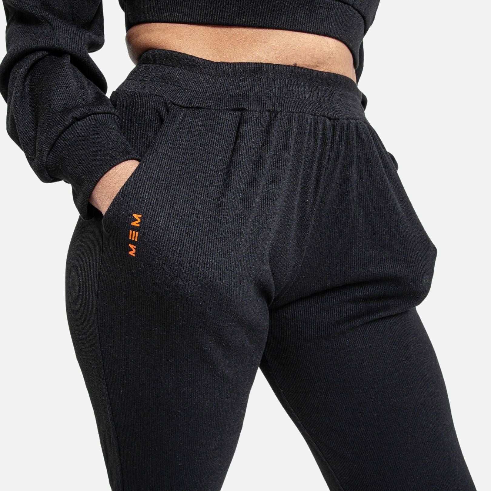 black luxe joggers for women