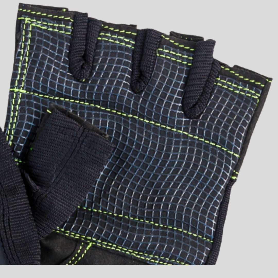 men weight lifting gloves with green logo