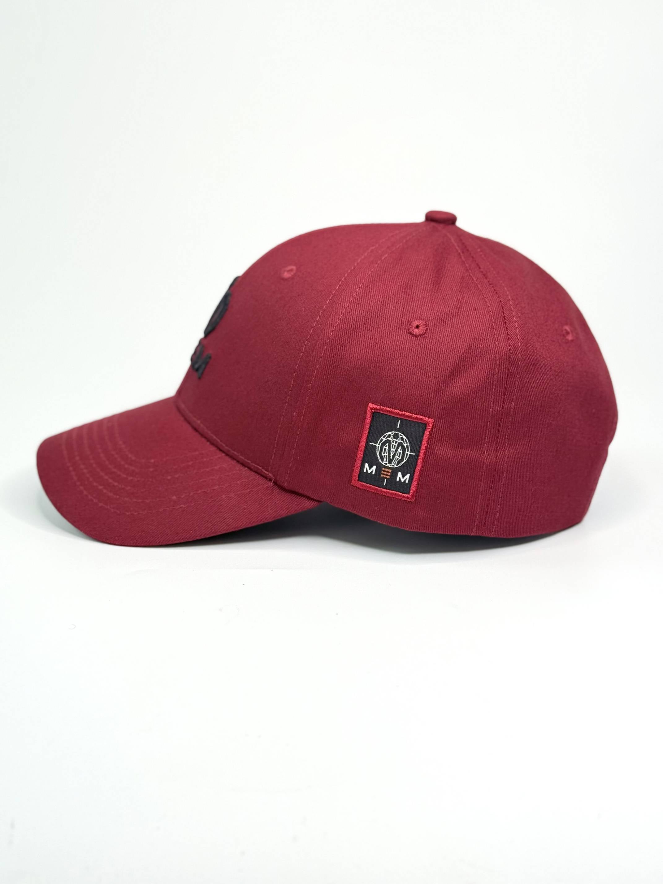 Red cap with a logo on a white background