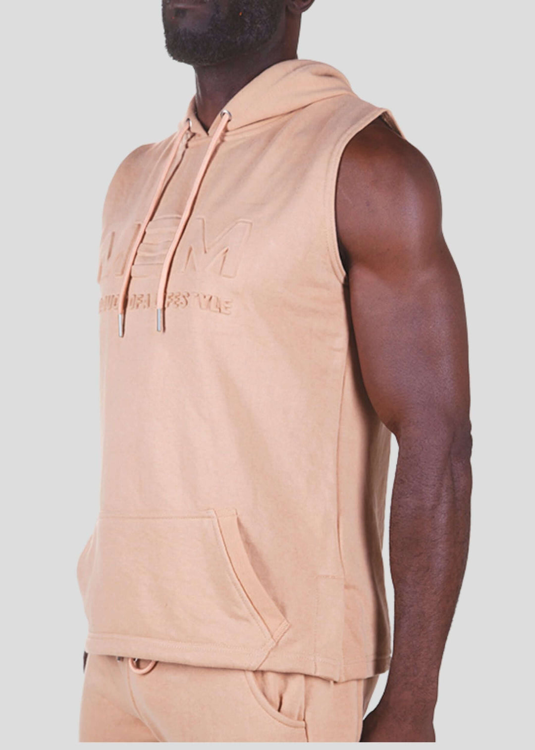 MEMFitness French Terry Chocolate Sleeveless Hoodie