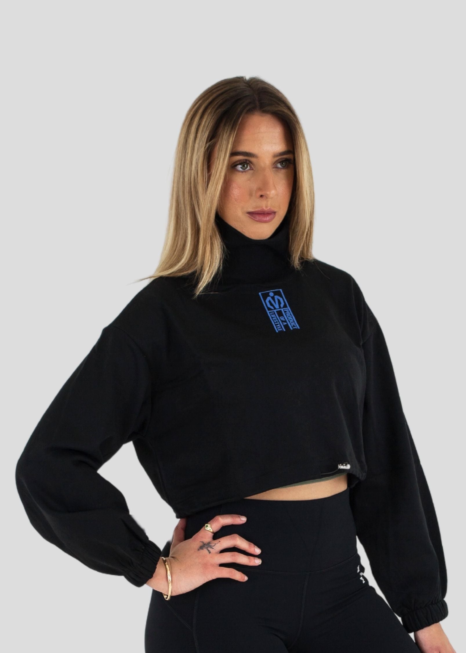 French Terry Crop Top Black