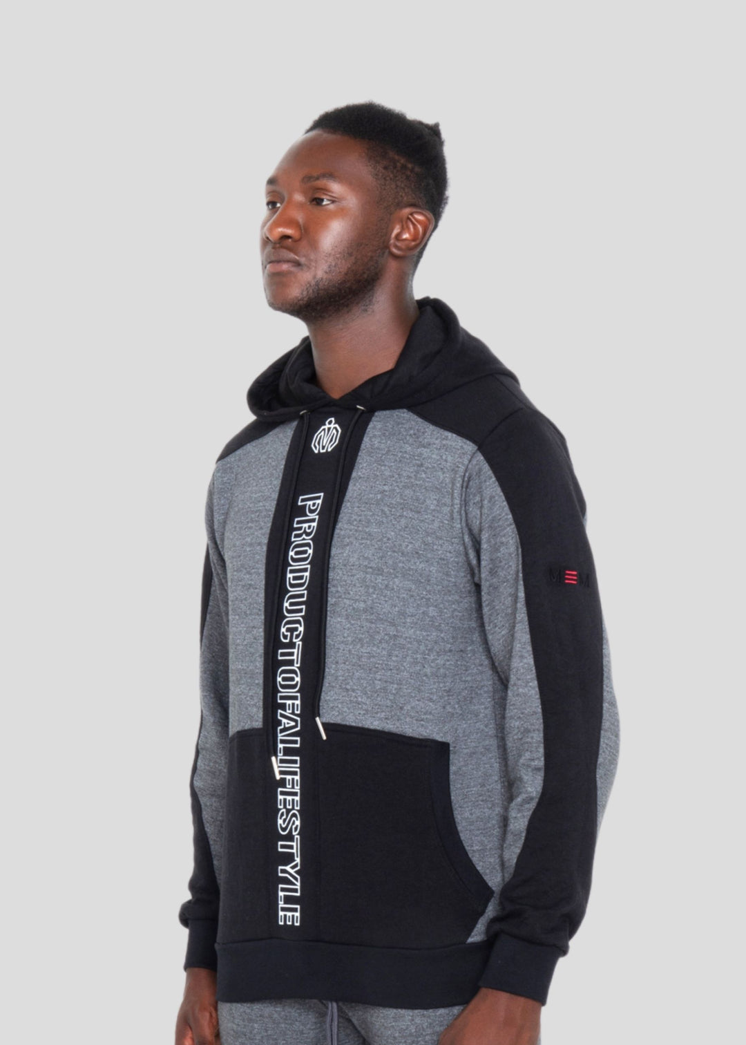 MEM-Panel Cut French Terry Hoodie Grey Black