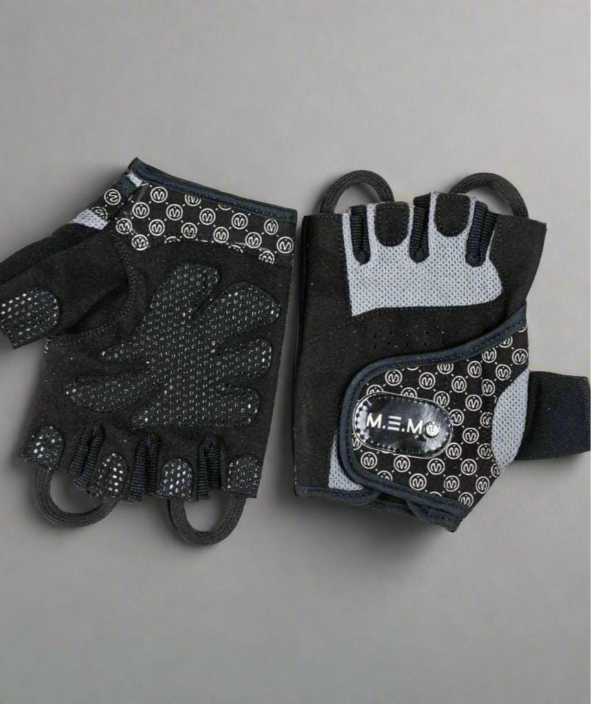 MEMFitness V-2 Women's Weight Lifting Gloves Loops For Easy Removal Black Grey