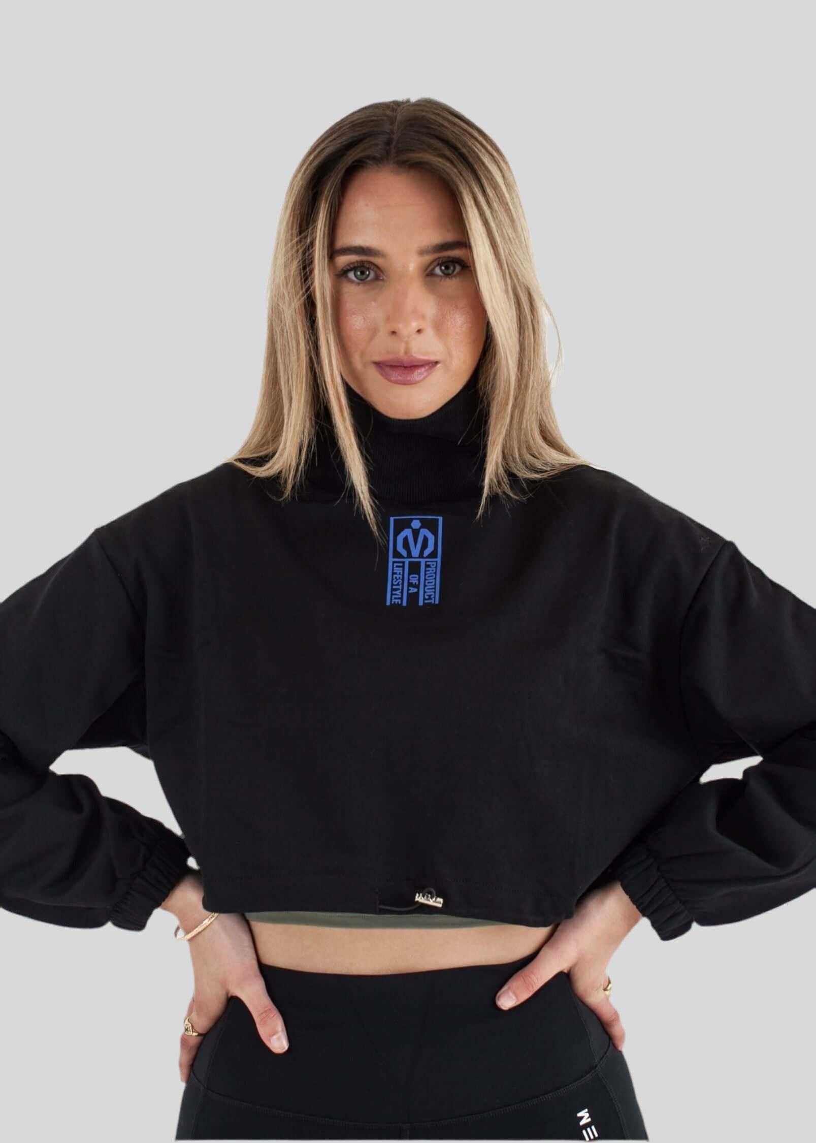 French Terry Crop Top Black