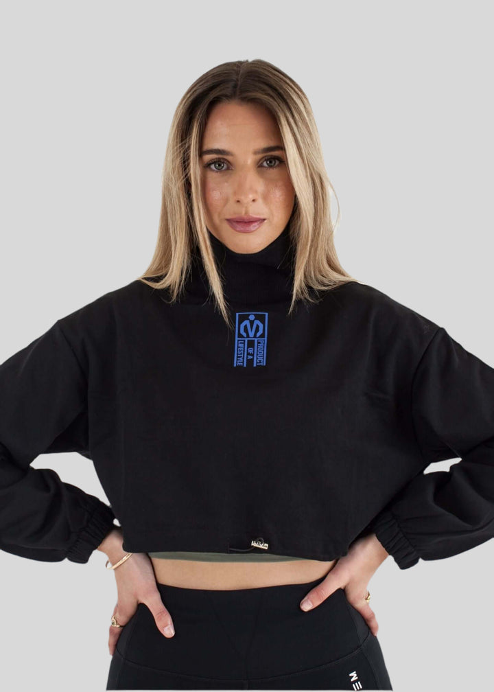 French Terry Crop Top Black